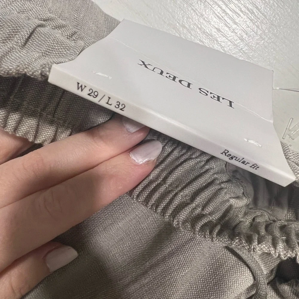 LES DEUX Como Tapered Linen Drawstring Pants Gray W29 L32 NWT